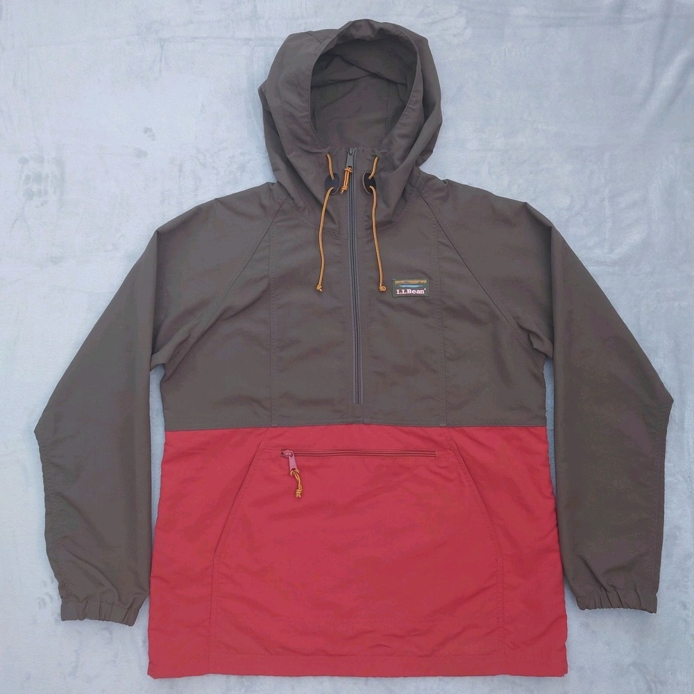 LL Bean Anorak Jacket Womens M 1/2 Zip Pullover Mountain Classic Brown Red